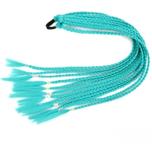 Synthetischer geflochtener Pferdeschwanz in Regenbogenfarben für Mädchen, elastisches Gummiband, 60 cm, Zopf, Pferdeschwanz-Haarverlängerung-27 von WYLZBA