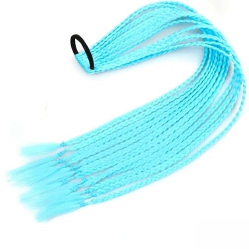 Synthetischer geflochtener Pferdeschwanz in Regenbogenfarben für Mädchen, elastisches Gummiband, 60 cm, Zopf, Pferdeschwanz-Haarverlängerung-31 von WYLZBA