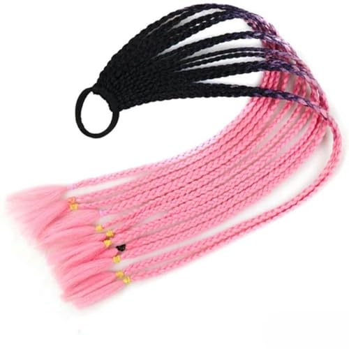 Synthetischer geflochtener Pferdeschwanz in Regenbogenfarben für Mädchen, elastisches Gummiband, 60 cm, Zopf, Pferdeschwanz-Haarverlängerung-B4 von WYLZBA
