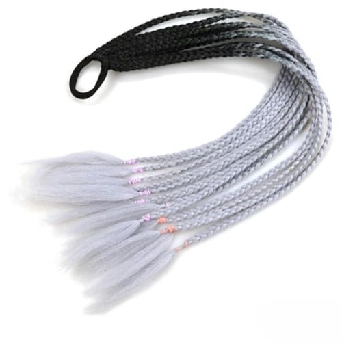 Synthetischer geflochtener Pferdeschwanz in Regenbogenfarben für Mädchen, elastisches Gummiband, 60 cm, geflochtener Pferdeschwanz, Haarverlängerung-B37 von WYLZBA