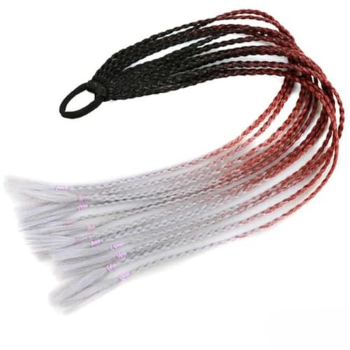 Synthetischer geflochtener Pferdeschwanz in Regenbogenfarben für Mädchen, elastisches Gummiband, 60 cm, geflochtener Pferdeschwanz, Haarverlängerung-C17 von WYLZBA