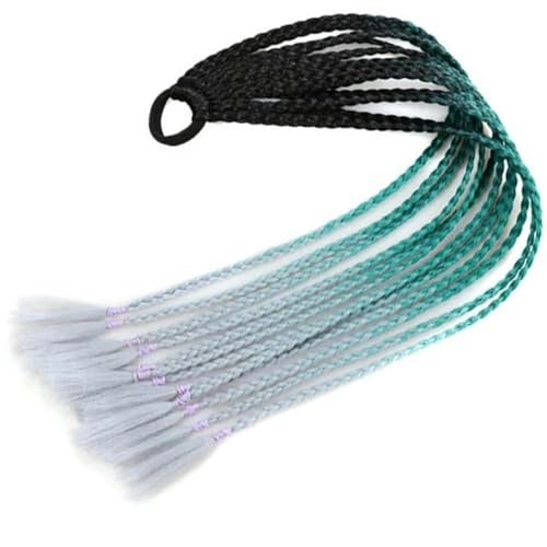 Synthetischer geflochtener Pferdeschwanz in Regenbogenfarben für Mädchen, elastisches Gummiband, 60 cm, geflochtener Pferdeschwanz, Haarverlängerung-C18 von WYLZBA