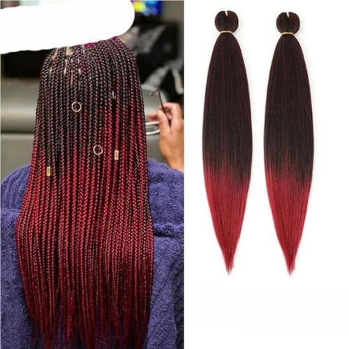 Weiches synthetisches Flechthaar für Kinder, kurze Jumbo-Zöpfe, 12/16/20/26/30 Zoll, vorgestreckte glatte Haarverlängerungen-T1B-BG-26 Zoll-6 Stück/Los von WYLZBA