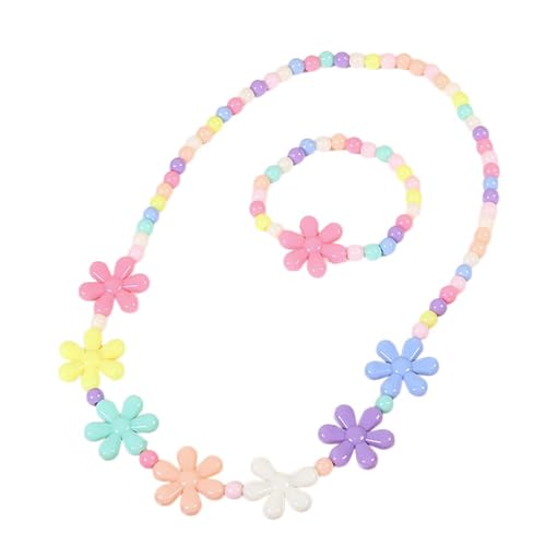 WYLZLKX Bonbonfarbene Perlen Halskette Armband Set Kinder Schmuckset Party Schmuck Textur Geburtstag für Kinder Geschenk, Perimeter: Approx. 17.72inch(45cm), Kunststoff von WYLZLKX