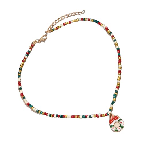 WYLZLKX Buntes Weihnachts-Halsband, stilvolle Perlen-Weihnachts-Halskette, Approx.41-50cm/16.14-19.68inches, Zink von WYLZLKX