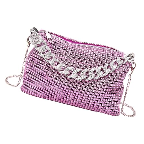 WYLZLKX Damen Elegant Umhängetasche Abendtasche Unterarm Handtasche mit Kette für Hochzeit Party Abschlussball Bankett Schultertasche Handtasche, fuchsia, 18x10x13cm /7.08x3.93x5.11in von WYLZLKX