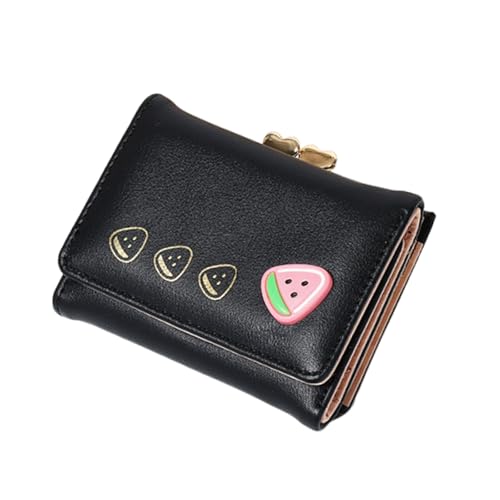 WYLZLKX Damen Geldbörse Mode Erdbeere Geldbörsen Kartenhalter Cartoon Kleine Leder Tasche Geldbörse Mädchen Damen, Schwarz , As Shown von WYLZLKX