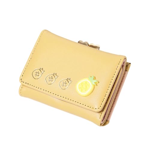 WYLZLKX Damen Geldbörse Mode Erdbeere Geldbörsen Kartenhalter Cartoon Kleine Leder Tasche Geldbörse Mädchen Damen, gelb, As Shown von WYLZLKX