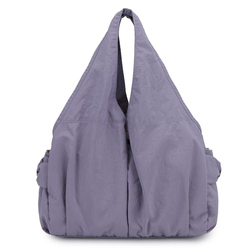 WYLZLKX Damen Nylon Tasche Große Kapazität Schultertaschen Casual Achselhandtasche mit mehreren Taschen für Reisen und Alltag Schultertasche Handtasche, violett, 27x15x35cm/10.6x5.9x13.8in von WYLZLKX