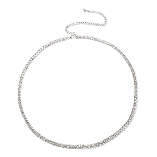 WYLZLKX Dünne dekorative Bauchkette für Kleider, Kette, Körperschmuck für Frauen, Taillenketten, Körperkette, Schmuck, Taille, Approx. 80+20cm/31.50x7.87in, Metalllegierung von WYLZLKX