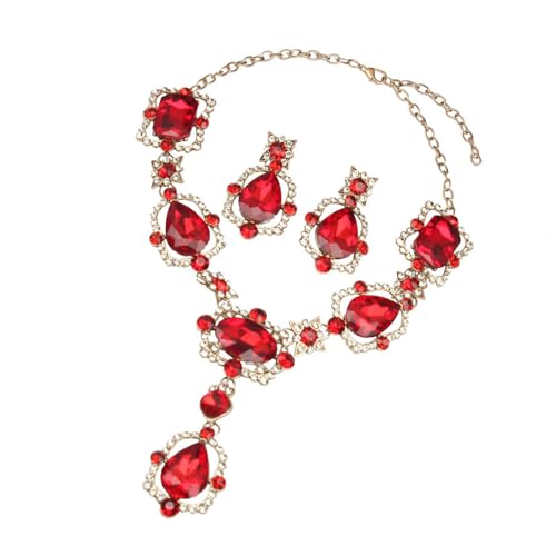 WYLZLKX Elegantes Schmuck-Set aus Halskette und Ohrringen mit Kristallsteinen, Approx.39cm/15.35inches, Metall von WYLZLKX