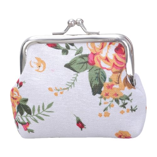 WYLZLKX Geldbörse mit Kussverschluss, Vintage-Stil, Blumenmuster, Geldbeutel, Schnallen, Münzgeldbörse, trendige Geldbörsen mit Kussverschlüssen, Geschenk, weiß, 8x8cm WYLZLKX Geldbörse mit Kussverschluss, Vintage-Stil, Blumenmuster, Geldbeutel, Schnallen, Münzgeldbörse, trendige Geldbörsen mit Kussverschlüssen, Geschenk, weiß, 8x8cm von WYLZLKX