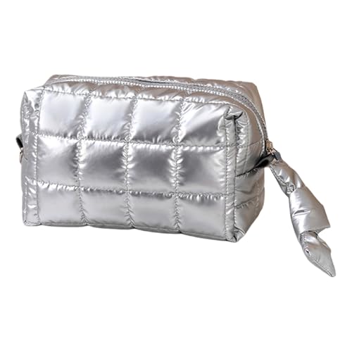 WYLZLKX Gesteppte Make-up-Tasche, Puffer-Kosmetikbeutel, große Reise-Kulturbeutel und Mädchen, ideal für Geldbörse, unverzichtbar, silber, As Shown WYLZLKX Gesteppte Make-up-Tasche, Puffer-Kosmetikbeutel, große Reise-Kulturbeutel und Mädchen, ideal für Geldbörse, unverzichtbar, silber, As Shown von WYLZLKX