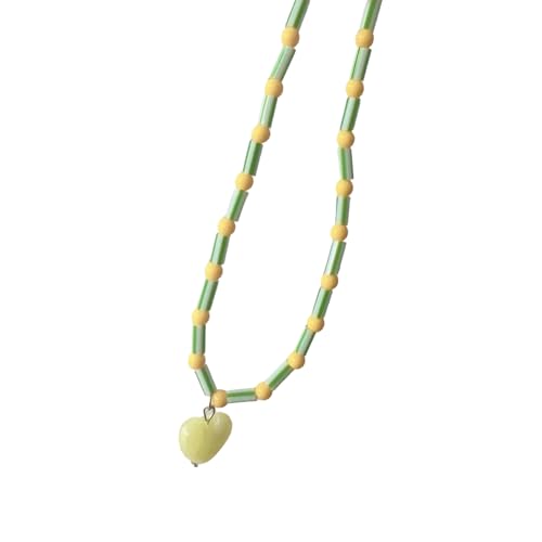 WYLZLKX Halskette mit Herz-Perlen, einzigartiger Halsschmuck, Anhänger aus Kunstharz, modisch, Approx. 17.72+1.97inch(45+5cm), Harz von WYLZLKX