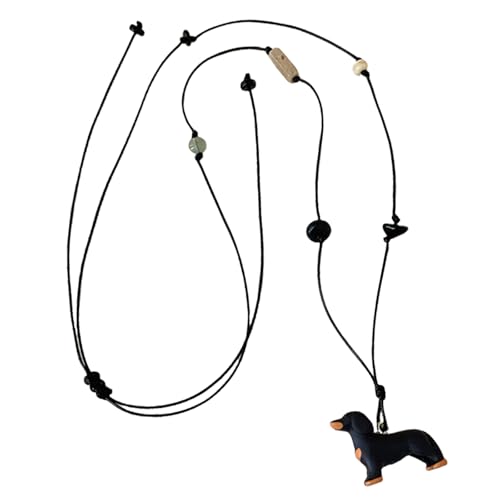 WYLZLKX Handgefertigte Dackel-Hunde-Halskette, verstellbar, Harz-Schmuck, angenehm zu tragen, Geschenk für Tierliebhaber, Schwarz von WYLZLKX