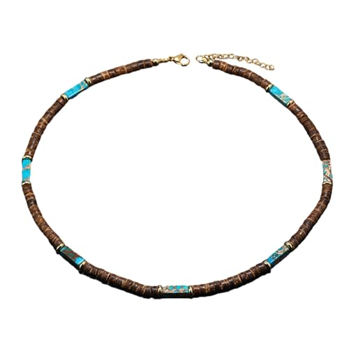 WYLZLKX Retro-Halskette, kreativer trendiger Halsschmuck aus braunen Kokosnüssen, Muscheln, Holzperlen, Naturstein-Anhänger, Approx.45+5cm/17.71+1.96inches, Kokosnuss, Naturstein, Edelstahl WYLZLKX Retro-Halskette, kreativer trendiger Halsschmuck aus braunen Kokosnüssen, Muscheln, Holzperlen, Naturstein-Anhänger, Approx.45+5cm/17.71+1.96inches, Kokosnuss, Naturstein, Edelstahl von WYLZLKX
