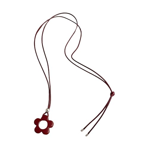 WYLZLKX Retro-inspirierende Halskette mit Anhänger aus Kunstharz, Blumenanhänger mit hohlen Designs, 100cm/39.37inch, Harz von WYLZLKX