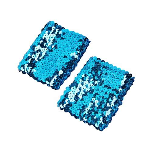 WYLZLKX Stilvolle, dehnbare, elastische Armstulpen mit glitzernden Pailletten für Kostüm, Damen-Manschetten mit atemberaubenden Pailletten, blau, Approx.7x10cm/2.76x3.94'' von WYLZLKX