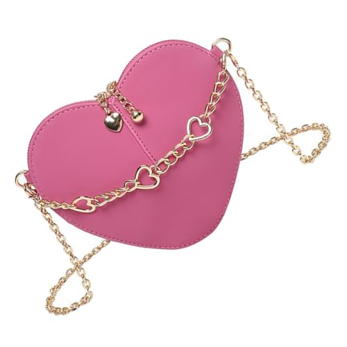 WYLZLKX Umhängetasche in Herzform, modische Umhängetasche aus PU-Leder mit Kettenriemen, für Damen und Jugendliche, fuchsia, 19x6.5x16.5cm /7.48x2.55x6.49in von WYLZLKX