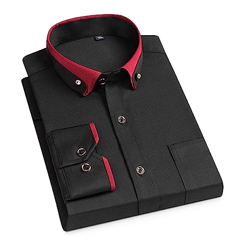 WYOERN Herren Business Hemden Button-Down Lässige Herren Hemdtasche (Color : Black, Size : 41 is Asian Size XL) von WYOERN