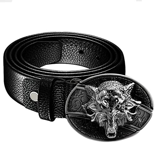 WYPAN Wikinger Gürtel Für Herren, Fenrir Wolf Schwarzes Leder Rittergürtel Renaissance Cosplay Vintage Gothic Pagan Kostümzubehör Wikinger Geschenke Für Männer,Fenrir,110cm von WYPAN