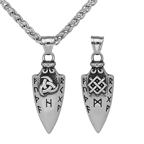 WYPAN Wikinger Valknut Odins Speer Halskette Nordic Alte Mythologie Runen Anhänger, Norse Gothic Pagan Amulett Schmuck Geschenke, Herrenschmuck,Valknut von WYPAN