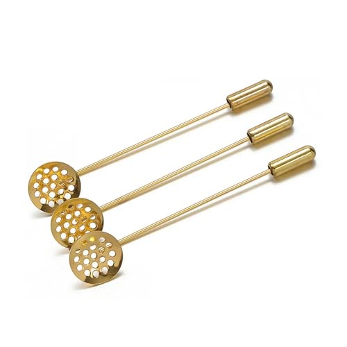 Metallbroschen, Verschlussnadeln, 10 Pcs Multicolor Brosche Pin Basis Mit Loch 50mm Länge 12mm Basis for DIY Schmuck Machen(Gold) von WYQXTY
