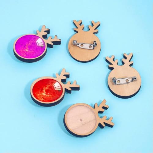 Metallbroschen, Verschlussnadeln, 10 Stück Holz Elch Brosche Blank Basis for Schmuckherstellung DIY von WYQXTY