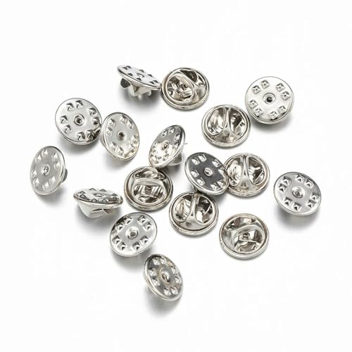 Metallbroschen, Verschlussnadeln, 100 Pcs Multicolor Metall Brosche Abzeichen Pin Zurück for DIY Schmuck Machen(Silver Base) von WYQXTY