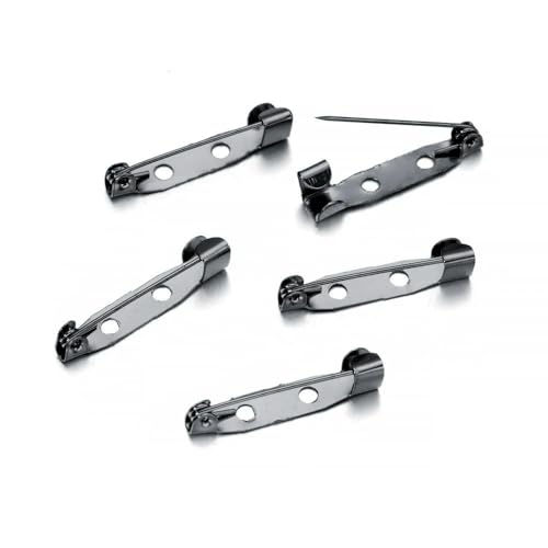 Metallbroschen, Verschlussnadeln, 50 stücke Brosche Pin Basis 15-40mm Multicolor for DIY Schmuck Machen(Gun Black,40mm) von WYQXTY