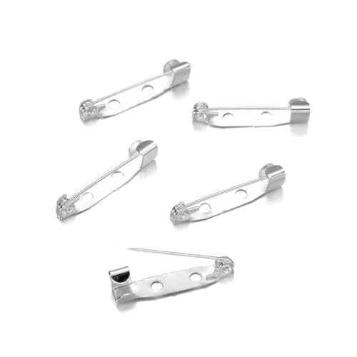 Metallbroschen, Verschlussnadeln, 50 stücke Brosche Pin Basis 15-40mm Multicolor for DIY Schmuck Machen(Rhodium,15mm) von WYQXTY