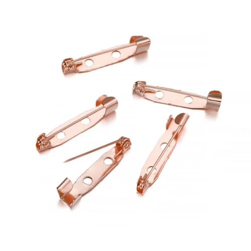 Metallbroschen, Verschlussnadeln, 50 stücke Brosche Pin Basis 15-40mm Multicolor for DIY Schmuck Machen(Rose Gold,25mm) von WYQXTY