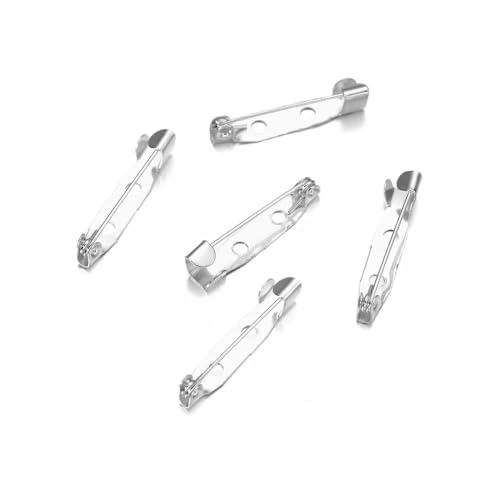 Metallbroschen, Verschlussnadeln, 50 stücke Brosche Pin Basis 15-40mm Multicolor for DIY Schmuck Machen(Silver,25mm) von WYQXTY