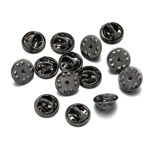 Metallbroschen, Verschlussnadeln, 50Pcs Metall Schmetterling Verschluss Pin Zurück Brosche Basis Multicolor for DIY Handwerk(Black Base) von WYQXTY
