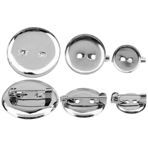 Metallbroschen, Verschlussnadeln, Cabochon Brosche Pin Basis mehrere Größen Rhodium 50 Stück(19mm) von WYQXTY