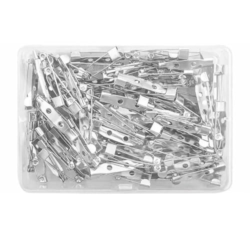 Metallbroschen, Verschlussnadeln, Edelstahl-Broschenstift-Basen for DIY-Schmuckherstellung, Silber, 20–35 mm, 80 Stück(Silver 80pcs,25mm) von WYQXTY
