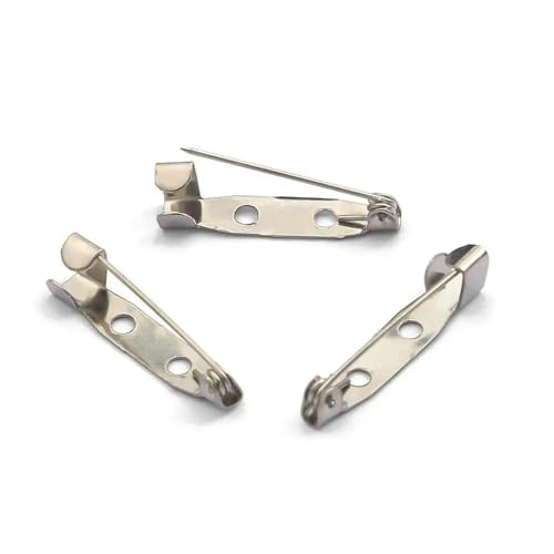 Metallbroschen, Verschlussnadeln, Metall-Broschennadeln, Verschlussverschluss, mehrfarbig, mehrere Größen, 10 Stück(Rhodium,5mm x 30mm) von WYQXTY