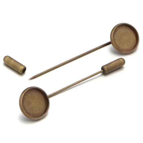 Metallbroschen, Verschlussnadeln, Metallbroschenbasis for 12 mm Cabochon, mehrfarbig, 10 Stück(Antique Bronze) von WYQXTY