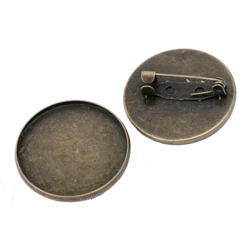 Metallbroschen, Verschlussnadeln, Runde Cabochon-Broschensockel, 18–30 mm, 40 Stück(18mm 10pcs) von WYQXTY