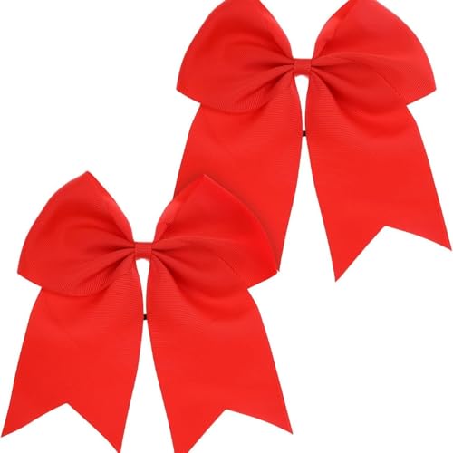 Haarschleifen-2 PCS Haarschleife,Duo für Damen – Große 8-Zoll-Lacrosse-Bows in Rot für Cheerleader,Frauen Haarschleifen Große Schleife,mit bequemer Gummispange Perfekt für Festivals von WYRGQIQN