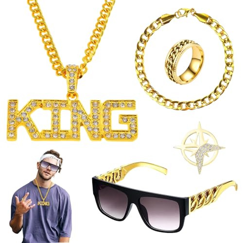 WYRGQIQN 80er Jahre Outfit Herren - Goldkette Herren und Damen, Cinturón Junge und 'Ich Komme Nicht Zurück' Kostümzubehör - Sei Der Hingucker Auf Jeder Party! von WYRGQIQN