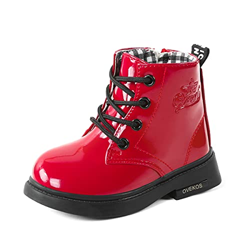 WYSBAOSHU Mädchen Stiefeletten Baby Rutschfeste Stiefel Kinder Winterschuhe Warme Schneestiefel Winter Boots Mädchen Outdoor Rot EU25 von WYSBAOSHU