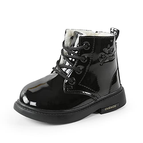 WYSBAOSHU Baby Mädchen Stiefeletten Kinder wasserdichte Stiefel Kleinkind Mädchen Schwarz Schulschuhe（20EU/Etikettengröße20,Schwarz von WYSBAOSHU