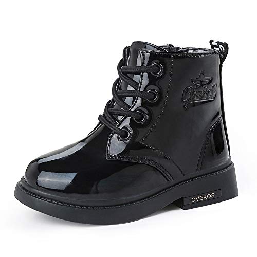 WYSBAOSHU Baby Mädchen Stiefeletten Kinder wasserdichte Stiefel Kleinkind Mädchen Schwarz Schulschuhe（20EU/Etikettengröße20,Schwarz von WYSBAOSHU