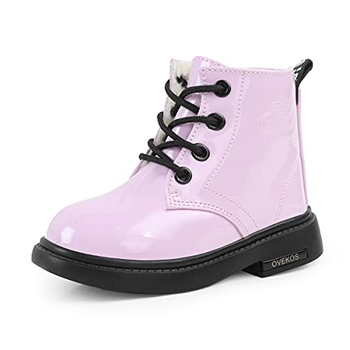 WYSBAOSHU Baby Mädchen Stiefeletten Kinder wasserdichte Stiefel Kleinkind Mädchen Schwarz Schulschuhe（21EU/Etikettengröße21,Pink von WYSBAOSHU