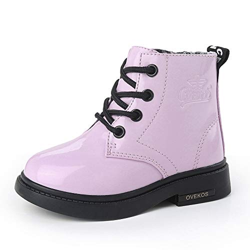 WYSBAOSHU Baby Mädchen Stiefeletten Kinder wasserdichte Stiefel Kleinkind Mädchen Schwarz Schulschuhe（22EU/Etikettengröße22,Pink von WYSBAOSHU