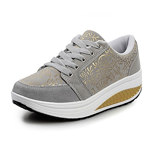 WYSBAOSHU Damen Plattform Beiläufig Schuhe Laufender Sneaker(38 EU/Label 39 CN,1-Grau) von WYSBAOSHU