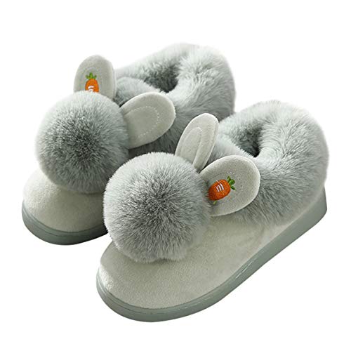 WYSBAOSHU Hausschuhe Mädchen Winter Pantoffeln Damen Plüsch Süße Häschen Pantoffeln Kinder（26-27EU/Etikettengröße 28/29,Grün von WYSBAOSHU