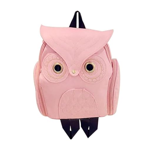 WYSBAOSHU Mode Eulen-Karikatur-Rucksack Mädchen PU-Leder-Mini-Tasche (Rosa) von WYSBAOSHU