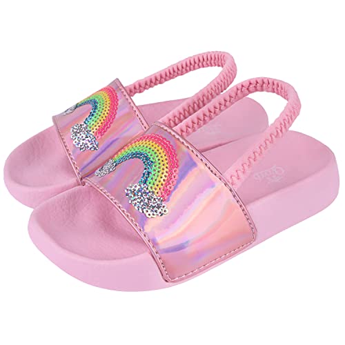 WYSBAOSHU Sommer Kinder Badeschlappen Hausschuhe Jungen MäDchen Sandalen Strand Kinder Flache Badeschuhe Dusch Rutschfest Badelatschen Slippers Leicht Rosa EU22 von WYSBAOSHU